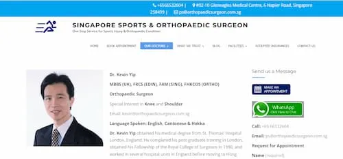 Dr. Kevin Yip - Sports Doctor Singapore (Credit: Dr. Kevin Yip)