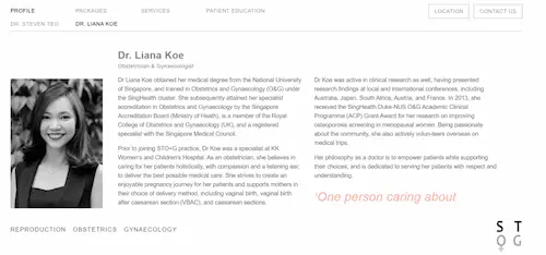 Dr. Liana Koe - Female Gynecologist Singapore