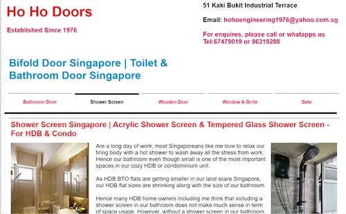 Ho Ho Engineering - Shower Screen Singapore