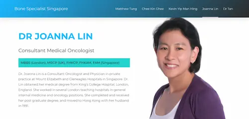 Joanna Lin's Medical & Cancer Clinic - Oncologist Singapore 