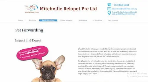 Mitchville Relopet - Singapore Pet Relocation