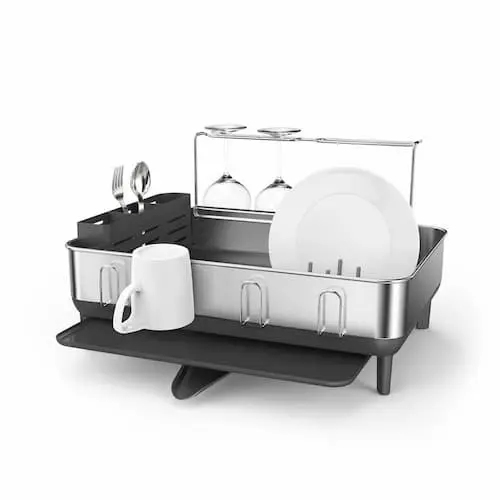 Simplehuman Steel Frame Dish Rack With Wine Holder - Dish Rack Singapore