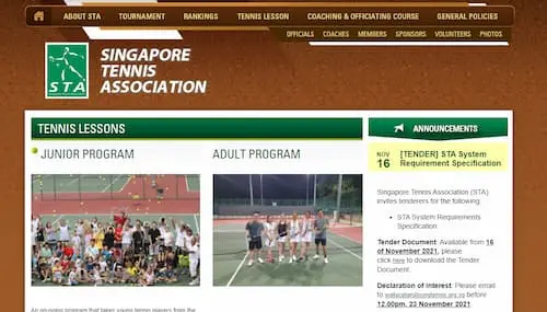 Singapore Tennis Association  - Tennis Lessons Singapore