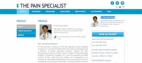 The Pain Specialist - Spine Specialist Singapore (Credit: The Pain Specialist) 