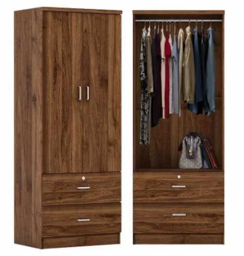 Wilton 2-Door Wardrobe with Drawers - Wardrobe Singapore