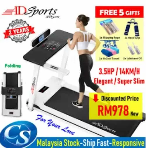 3.5HP ADSports AD520 Luxury Super Slim 58CM Running Platform  - Treadmill Malaysia