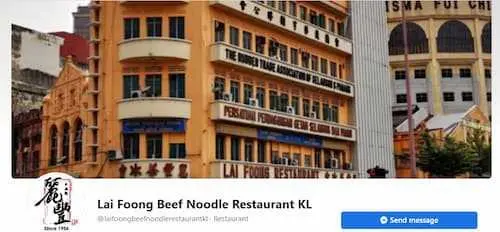 Lai Foong Beef Noodle Restaurant KL -Wantan Mee KL Selangor