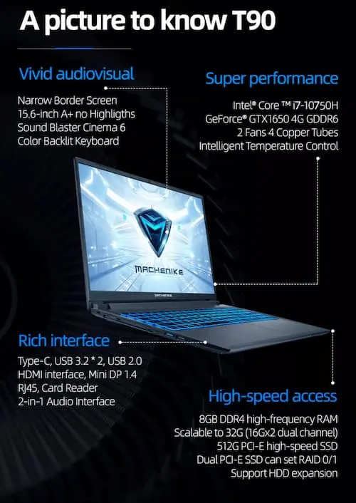 Machenike T90 - Cheap Gaming Laptop Singapore