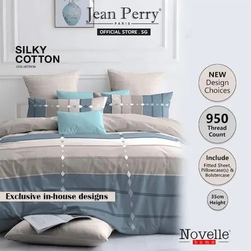 Novelle 950TC Silky Cotton Bedsheet Set - Cotton Bedsheet Singapore