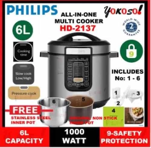 Philips Viva Collection All-In-One Cooker HD2137 - Pressure Cooker Malaysia (Credit: )  